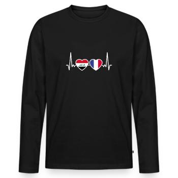 Irak Frankreich Herzschlag Flagge Iraker - Männer Premium Bio Langarmshirt - Schwarz - Vorne - Nico (187cm)