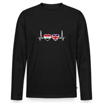 Iraq UK Heartbeat Flag British Iraqis - Men's Premium Organic Long Sleeve Shirt - black - Front - Nico (187cm)