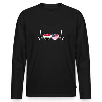 Irak USA Herzschlag Flagge Amerikanisch Iraker - Männer Premium Bio Langarmshirt - Schwarz - Vorne - Nico (187cm)