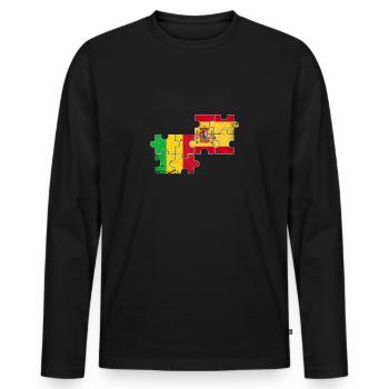 Mali Spanien Vintage Flagge Spanisch Malier - Männer Premium Bio Langarmshirt - Schwarz - Vorne - Nico (187cm)