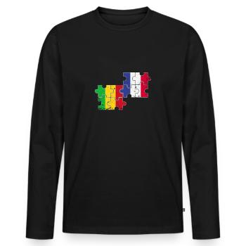 Mali Frankreich Vintage Flagge Französisch Malier - Männer Premium Bio Langarmshirt - Schwarz - Vorne - Nico (187cm)