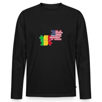 Mali USA Flagge Amerikaner Malier - Männer Premium Bio Langarmshirt - Schwarz - Vorne - Nico (187cm)