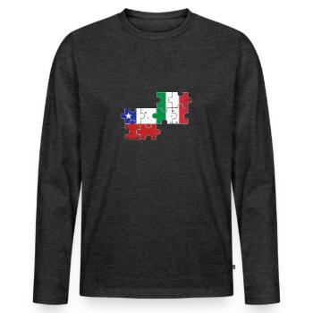 Chile Italien Vintage Flagge Italienisch Chilene - Männer Premium Bio Langarmshirt - Anthrazit meliert - Vorne - Nico (187cm)