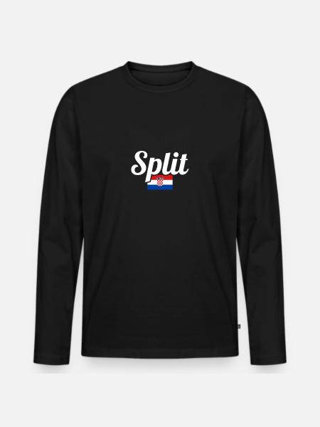 Split Croatie Drapeau croate Croate - T-shirt manches longues Premium bio Homme - noir