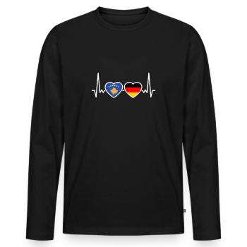 Kosovo Allemagne Heartbeat Flag Kosovo - T-shirt manches longues Premium bio Homme - noir - Devant - Nico (187cm)