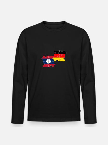 Laos Germany Flag German Laotian - Men's Premium Organic Long Sleeve Shirt - black