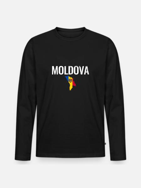Vltava vintage kort moldoviske flag moldoviske - Premium økologisk langærmet T-shirt til mænd - sort