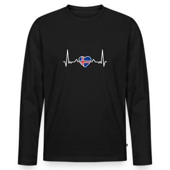 Iceland heartbeat Icelandic flag Icelanders - Men's Premium Organic Long Sleeve Shirt - black - Front - Nico (187cm)