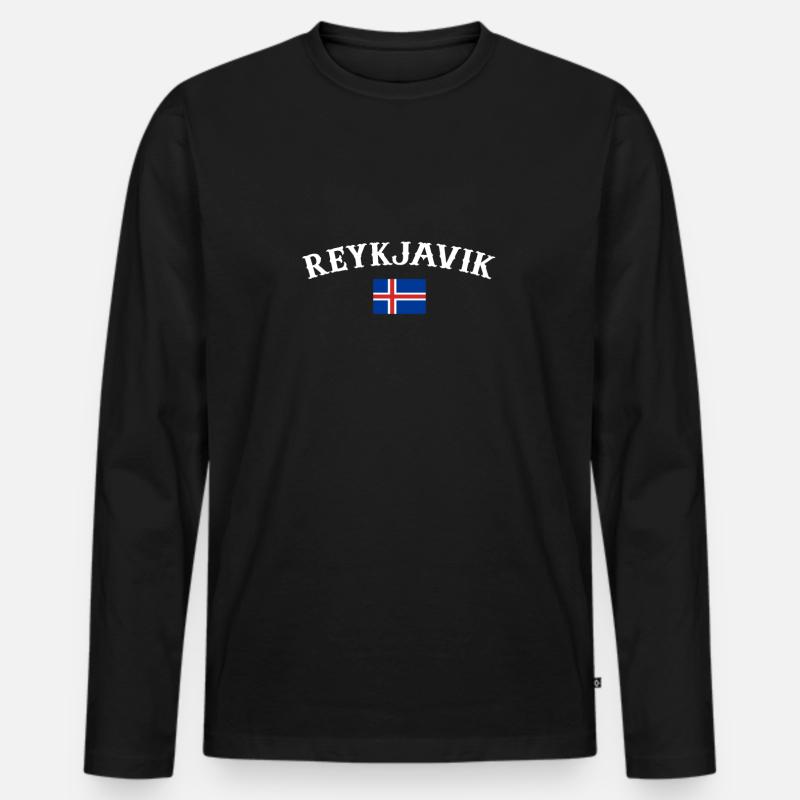Reykjavík Island Isländische Flagge Isländer - Männer Premium Bio Langarmshirt - Schwarz