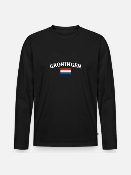 Groningen Netherlands Dutch flag - Men's Premium Organic Long Sleeve Shirt - black