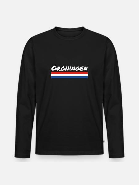 Groningen Netherlands Dutch flag - Men's Premium Organic Long Sleeve Shirt - black