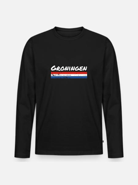 Groningen Netherlands Dutch flag - Men's Premium Organic Long Sleeve Shirt - black