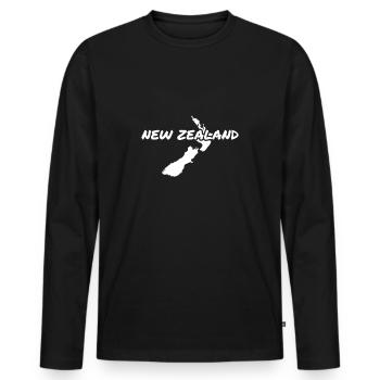 New Zealand Map New Zealand New Zealand - Men's Premium Organic Long Sleeve Shirt - black - Front - Nico (187cm)