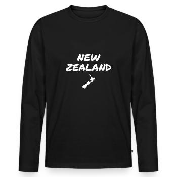 New Zealand Map New Zealand New Zealand - Men's Premium Organic Long Sleeve Shirt - black - Front - Nico (187cm)