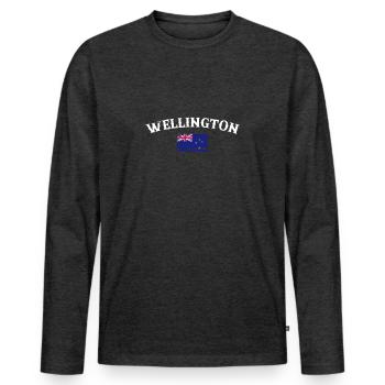 Wellington Vintage drapeau néo-zélandais - T-shirt manches longues Premium bio Homme - anthracite chiné - Devant - Nico (187cm)