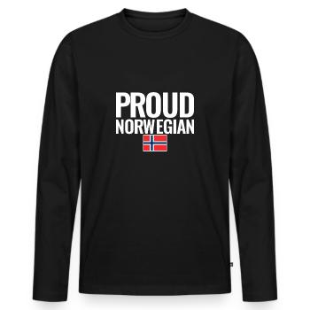Proud Norwegian Norway Norwegian Flag - Men's Premium Organic Long Sleeve Shirt - black - Front - Nico (187cm)