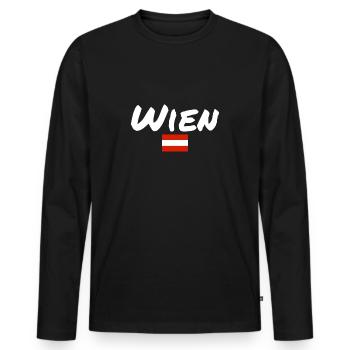 Vienna, Austria, Flag, Austria, Austria - Men's Premium Organic Long Sleeve Shirt - black - Front - Nico (187cm)