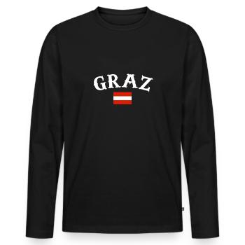 Graz, Austria, Flag, Austria, Austria - Men's Premium Organic Long Sleeve Shirt - black - Front - Nico (187cm)