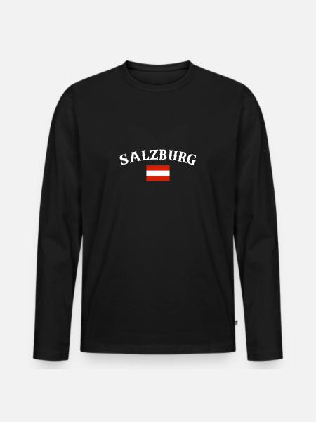 Salzburg, Austria, Austrian Flag - Men's Premium Organic Long Sleeve Shirt - black