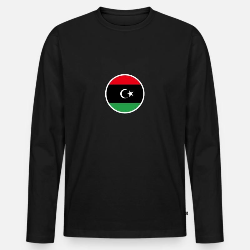 Libyen Libysche Flagge Libyer - Männer Premium Bio Langarmshirt - Schwarz