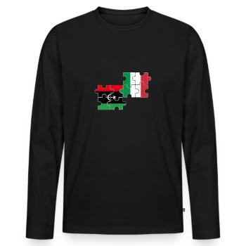 Libyen Italien Flagge Italienisch Libyer - Männer Premium Bio Langarmshirt - Schwarz - Vorne - Nico (187cm)