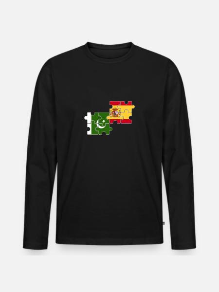 Pakistan Spain Flag Spanish Pakistani - Men's Premium Organic Long Sleeve Shirt - black