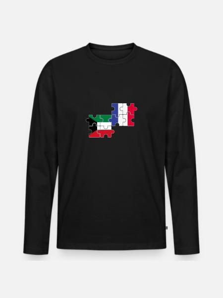 Kuwait France Flag French Kuwaiti - Men's Premium Organic Long Sleeve Shirt - black