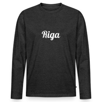 Riga Lettland Vintage Lettische Lette - Männer Premium Bio Langarmshirt - Anthrazit meliert - Vorne - Nico (187cm)