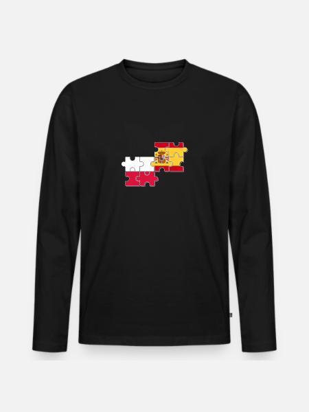 Poland Spain Flag Spanish Polish - Men's Premium Organic Long Sleeve Shirt - black