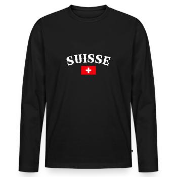 Suisse Suisse Drapeau suisse Suisse - T-shirt manches longues Premium bio Homme - noir - Devant - Nico (187cm)