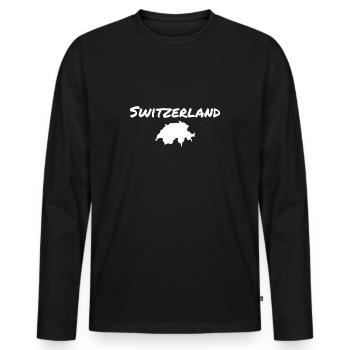 Suisse Suisse Carte Suisse Suisse - T-shirt manches longues Premium bio Homme - noir - Devant - Nico (187cm)