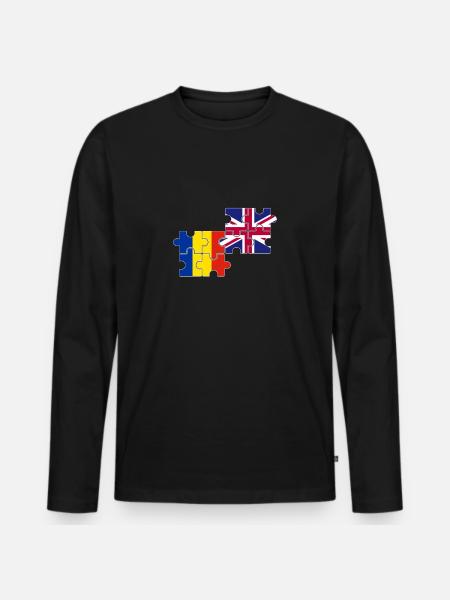 Romania UK Flag British Romanian - Men's Premium Organic Long Sleeve Shirt - black