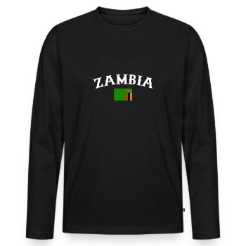 Zambia Zambia Flag Zambian - Men's Premium Organic Long Sleeve Shirt - black - Front - Nico (187cm)