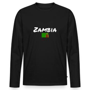 Zambia Zambia Flag Zambian - Men's Premium Organic Long Sleeve Shirt - black - Front - Nico (187cm)