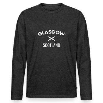 Glasgow Ecosse Ecosse Drapeau Ecossais Ecosse - T-shirt manches longues Premium bio Homme - anthracite chiné - Devant - Nico (187cm)