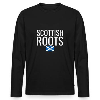 Scottish Roots Vintage Schottische Flagge Schotte - Männer Premium Bio Langarmshirt - Schwarz - Vorne - Nico (187cm)