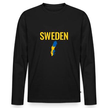 Suède Suède Carte Suède Drapeau Suède Suède - T-shirt manches longues Premium bio Homme - noir - Devant - Nico (187cm)