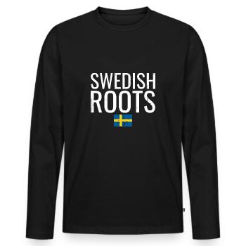 Swedish Roots Vintage Sweden Swedish Flag - Men's Premium Organic Long Sleeve Shirt - black - Front - Nico (187cm)