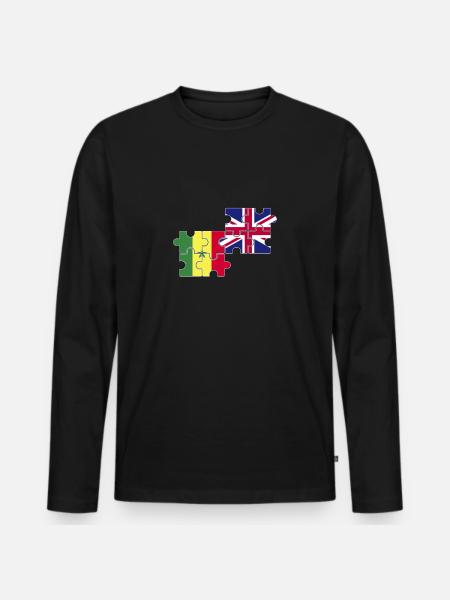Senegal UK Flag British Senegalese - Men's Premium Organic Long Sleeve Shirt - black