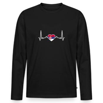 Serbie Heartbeat Drapeau serbe Serbe - T-shirt manches longues Premium bio Homme - noir - Devant - Nico (187cm)