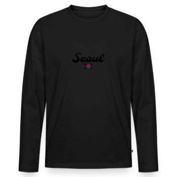 Séoul, Corée du Sud, Drapeau sud-coréen, Coréens - T-shirt manches longues Premium bio Homme - noir - Devant - Nico (187cm)