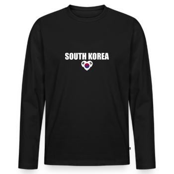 Corée du Sud Corée du Sud Drapeau sud-coréen - T-shirt manches longues Premium bio Homme - noir - Devant - Nico (187cm)