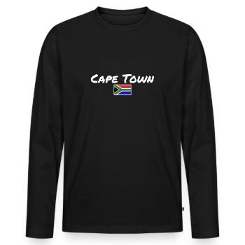 Drapeau : Le Cap, Afrique du Sud, Afrique du Sud - T-shirt manches longues Premium bio Homme - noir - Devant - Nico (187cm)