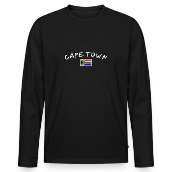 Le Cap Afrique du Sud Drapeau sud-africain - T-shirt manches longues Premium bio Homme - noir - Devant - Nico (187cm)