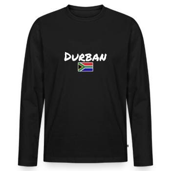 Drapeau de Durban, Afrique du Sud, Afrique du Sud - T-shirt manches longues Premium bio Homme - noir - Devant - Nico (187cm)