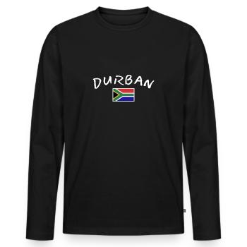 Durban, Afrique du Sud, Drapeau sud-africain - T-shirt manches longues Premium bio Homme - noir - Devant - Nico (187cm)
