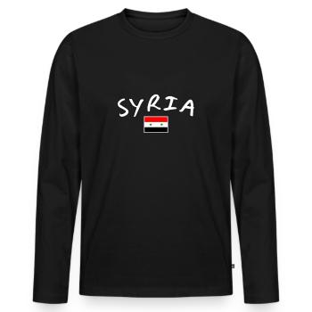 Syria Syria Syrian Flag Syria - Men's Premium Organic Long Sleeve Shirt - black - Front - Nico (187cm)