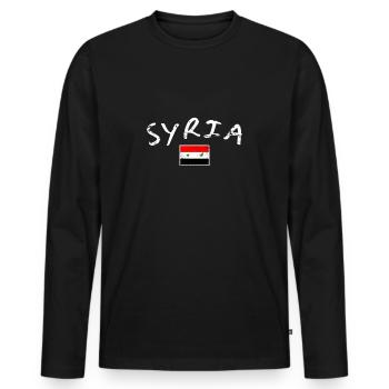 Syria Vintage Syria Syrian Flag Syria - Men's Premium Organic Long Sleeve Shirt - black - Front - Nico (187cm)
