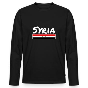 Syria Syria Syrian Flag Syria - Men's Premium Organic Long Sleeve Shirt - black - Front - Nico (187cm)
