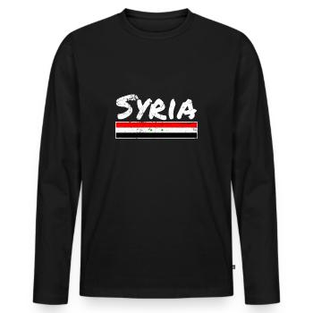 Syria Vintage Syria Syrian Flag Syria - Men's Premium Organic Long Sleeve Shirt - black - Front - Nico (187cm)